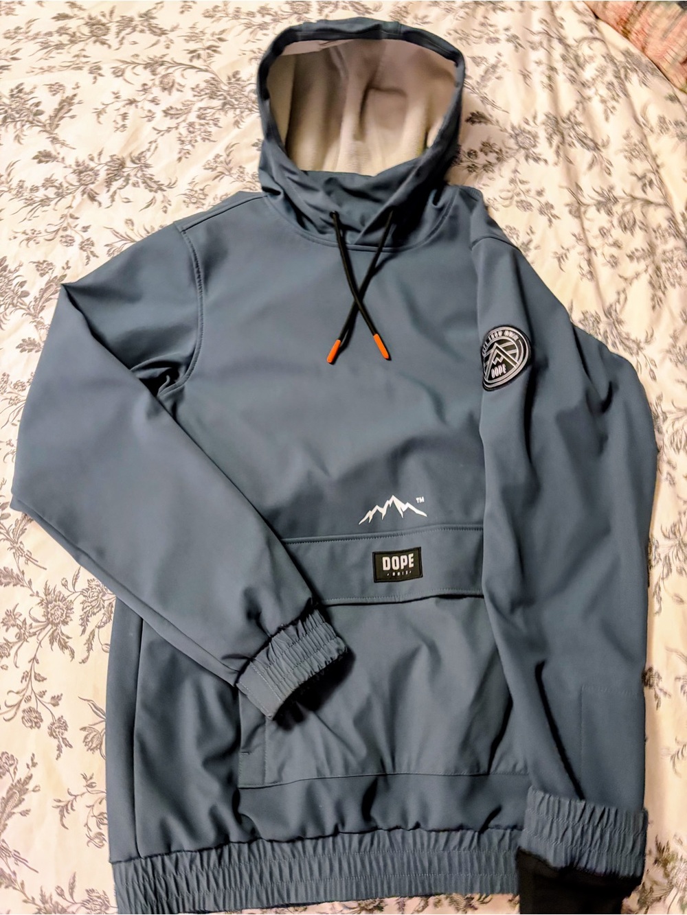 DOPE Slate Blue Hooded Pullover Ski Jacket